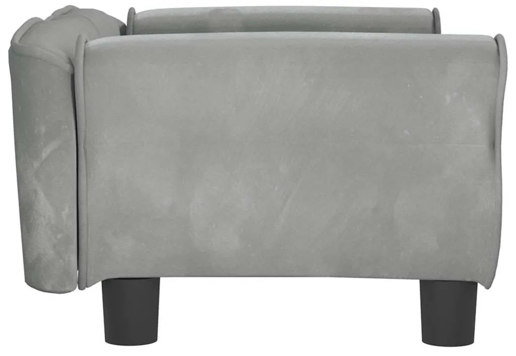 Cama para cães 70x45x30 cm veludo cinzento-claro