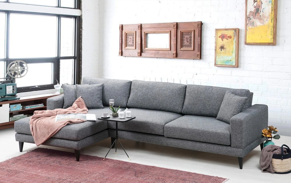 Sofá-Cama de Canto Nordic – Cinzento Escuro – 303 cm x 160 cm