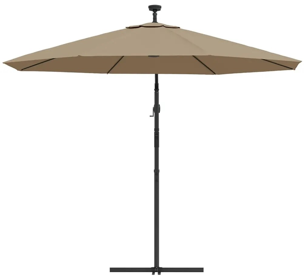 Guarda-sol cantilever com luzes LED 300 cm cinza-acastanhado