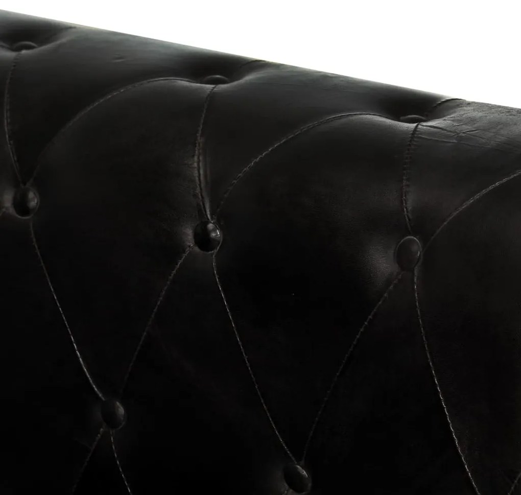Poltrona chesterfield couro genuíno preto