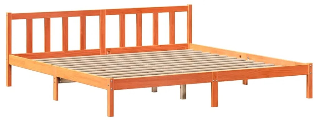 Cama sem colchão 200x200 cm pinho maciço castanho-mel