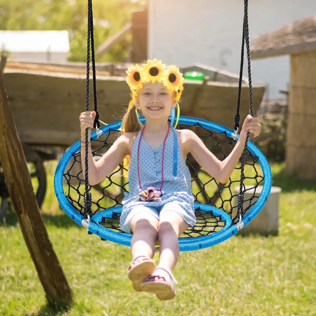 Baloiço Infantil com Cordas Ajustáveis para o Jardim Parque de Árvores Interior e Exterior  Φ 89 cm Azul