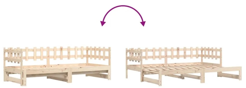 Estrutura sofá-cama de puxar 2x(90x190) cm pinho maciço