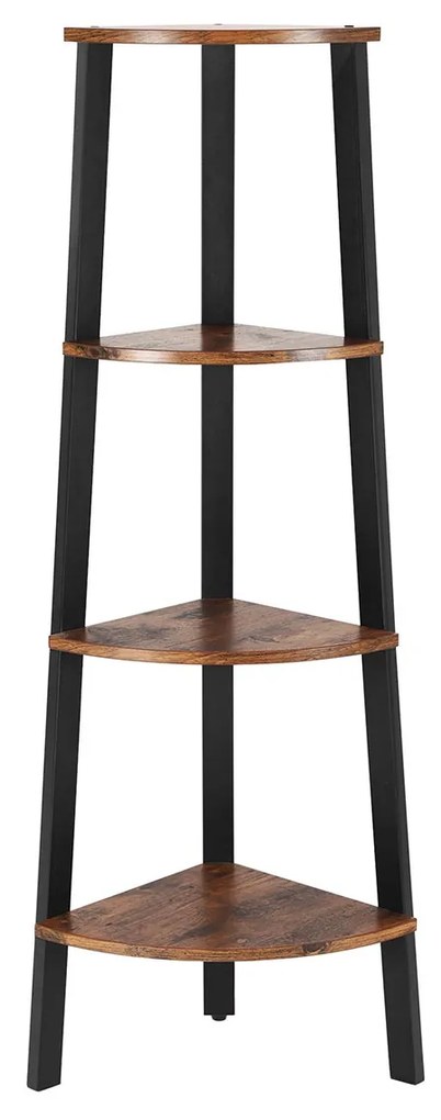 Estante de canto de design industrial 4 prateleiras 34 x 125 x 34 cm Castanho Vintage-preto