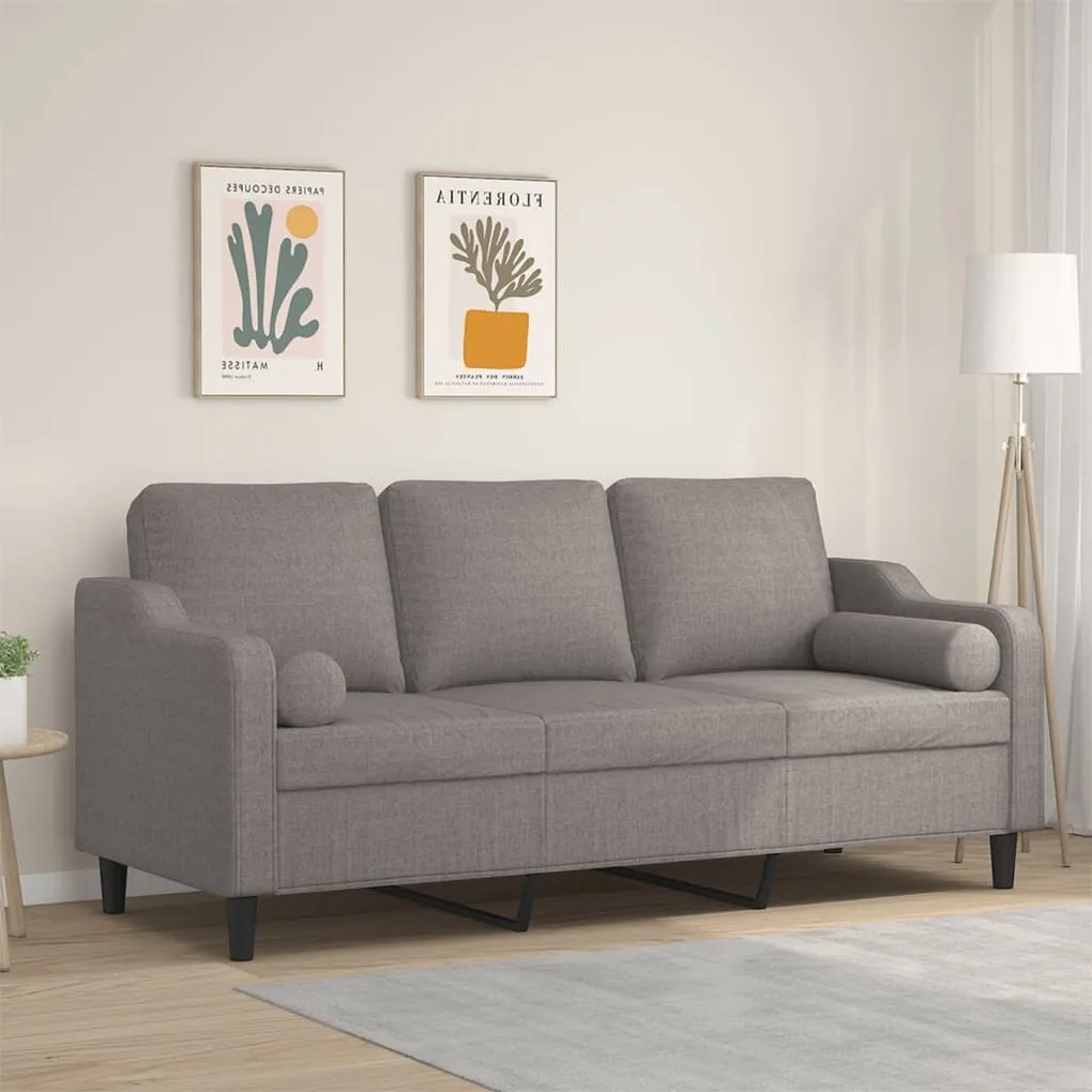 Sofá 3 lug. +almofadas decoração 180cm tecido cinza-acastanhado