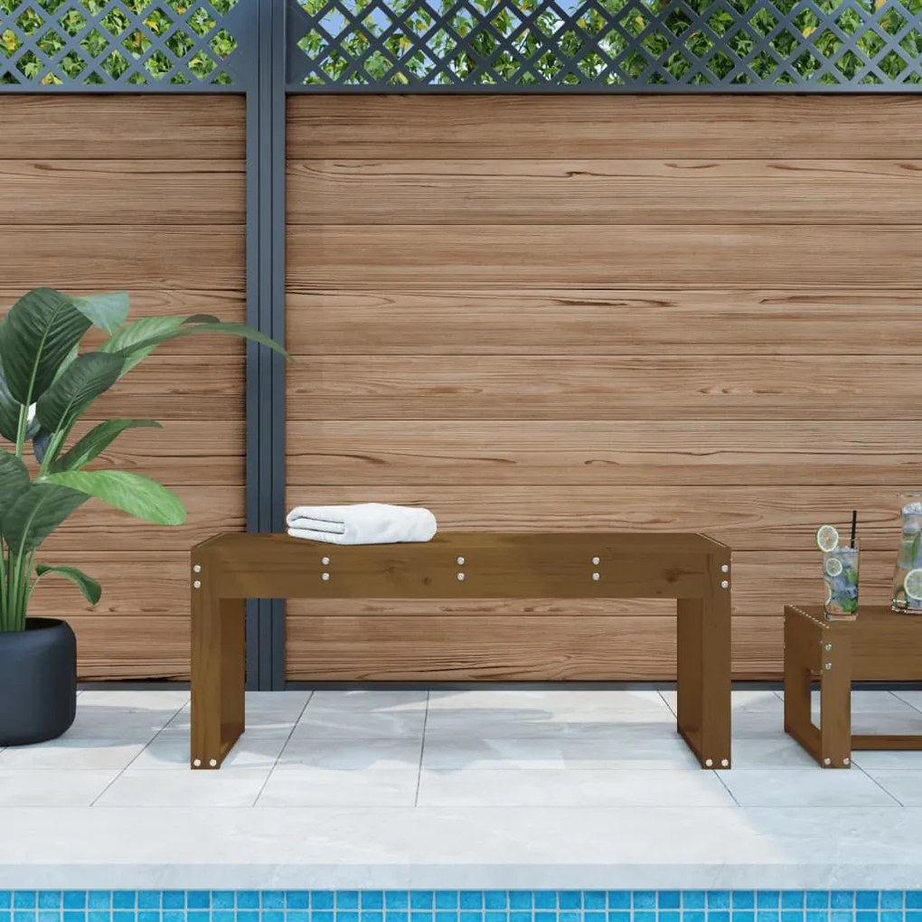 vidaXL Banco de jardim 110x38x45 cm pinho maciço castanho-mel
