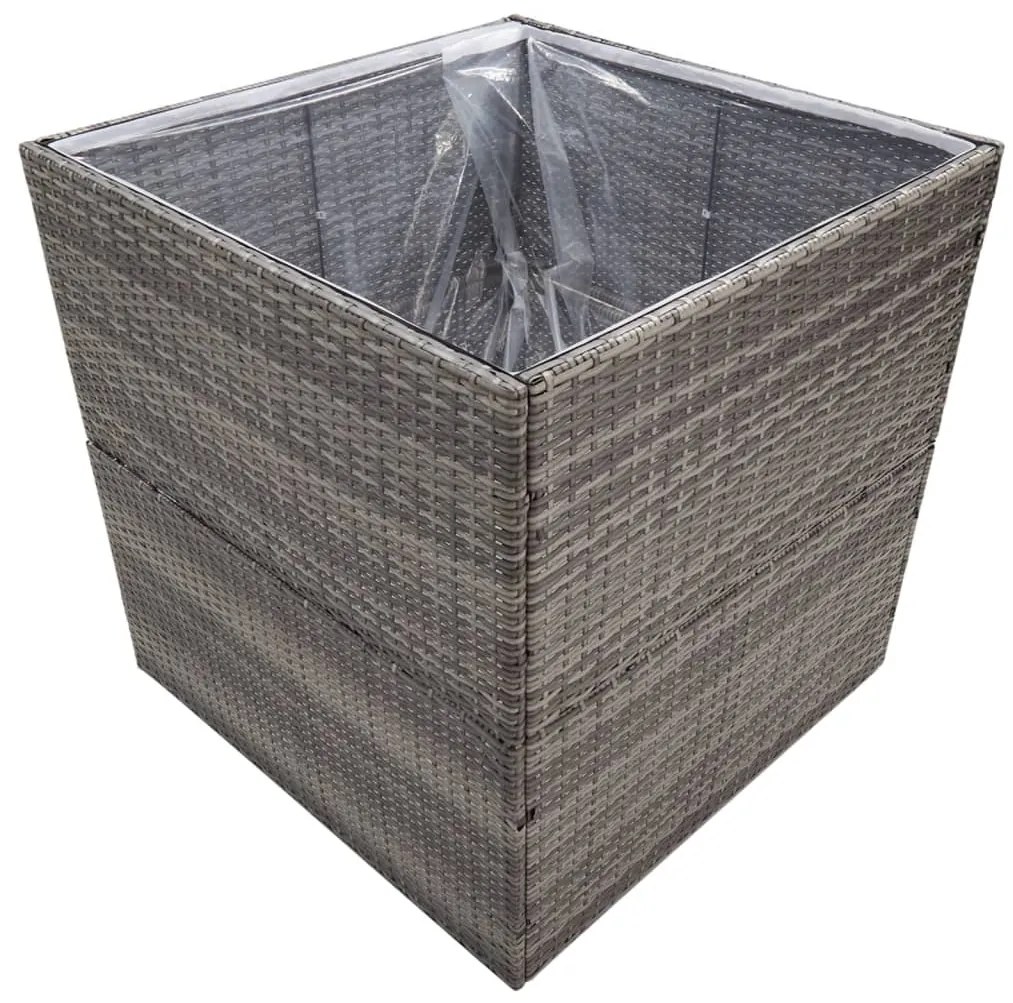 Vaso/floreira de jardim 80x80x80 cm vime PE cinzento
