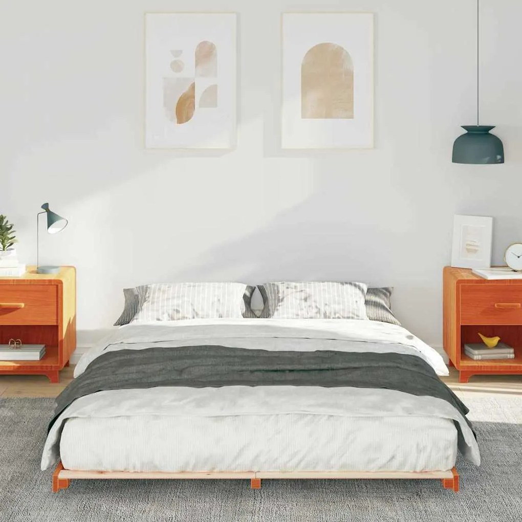 Estrutura de cama de chão Castanho-mel 160 x 200 cm