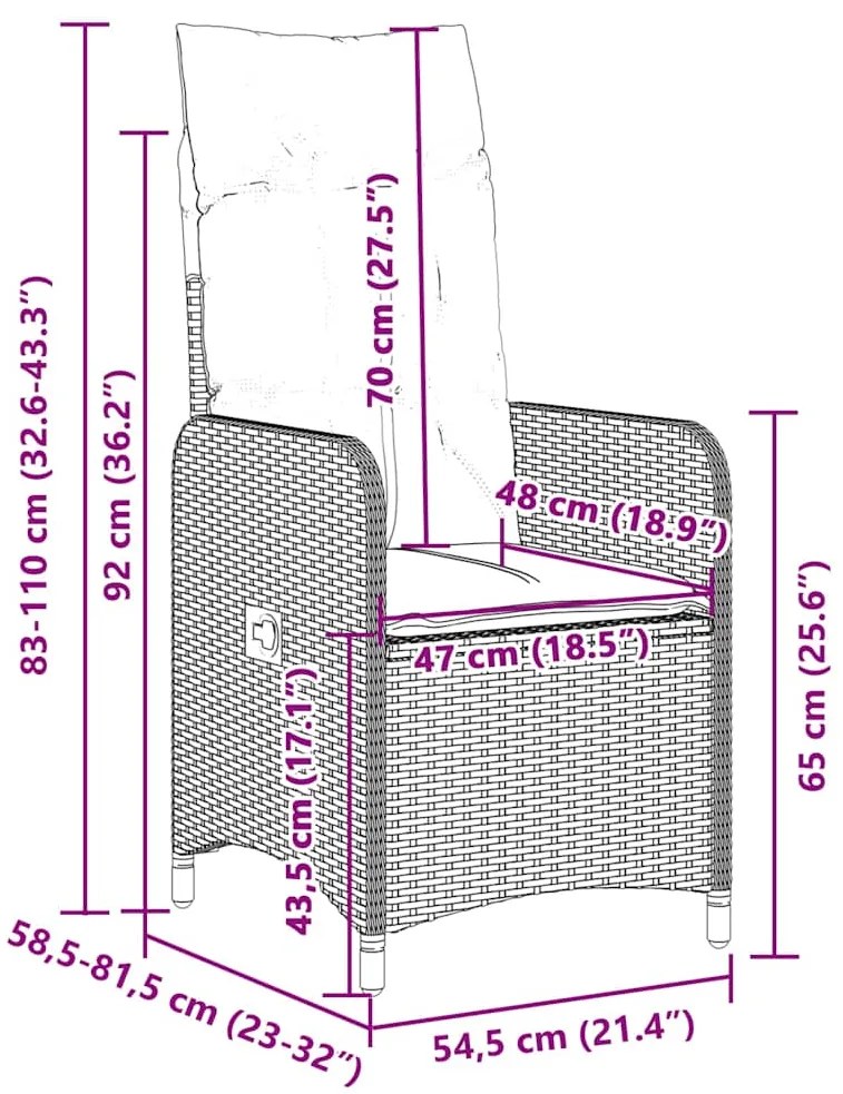 7 pcs conjunto de bistrô p/ jardim c/ almofadões vime PE preto