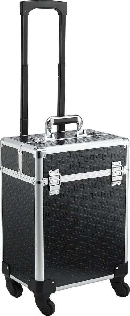 Maleta Trolley de Maquilhagem 34 L Compartimentos Ajustáveis Rodas 360° Fechadura de Segurança