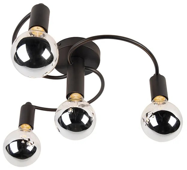 Candeeiro de tecto Art déco preto com 4 luzes - Facil Art Deco,Moderno