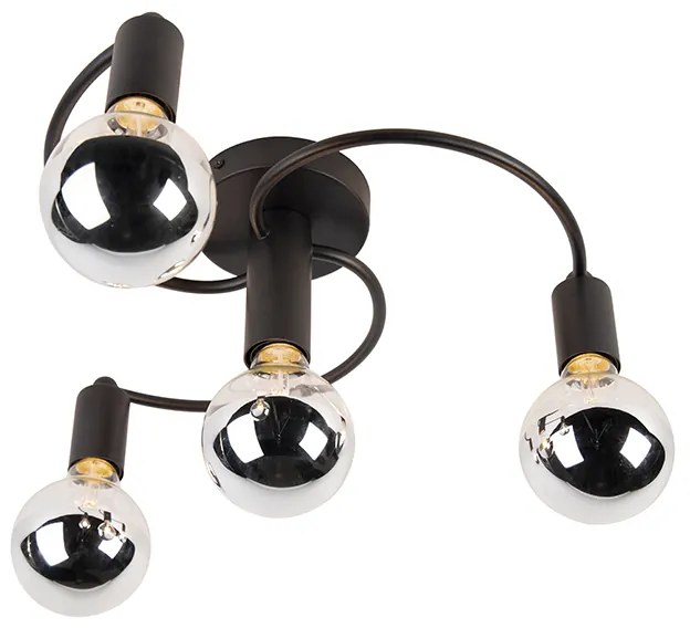 Candeeiro de teto Art Deco preto 4 luzes - Facil Art Deco,Moderno