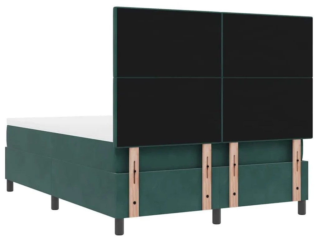 Cama Box com Colchão e LED vidaXL Verde Escuro 140x190 cm Veludo