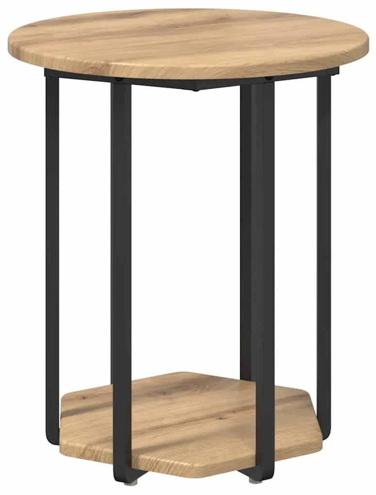 Mesa Lateral vidaXL 2 pcs Carvalho Artesanal em Madeira e Metal