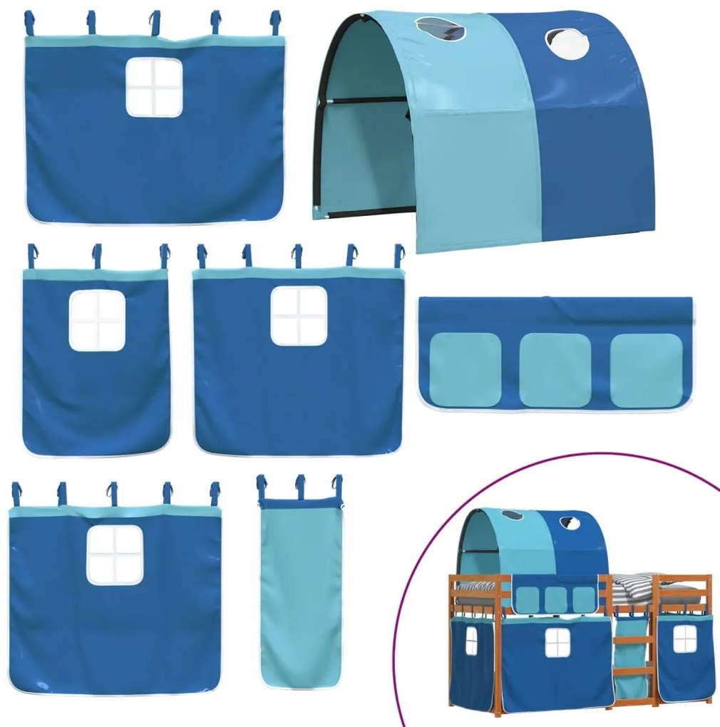 Beliche com cortinas 75x190 cm madeira de pinho maciça azul