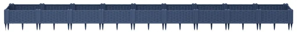 Vaso/floreira de jardim c/ estacas 362,5x42,5x28,5 cm PP cinzento azul