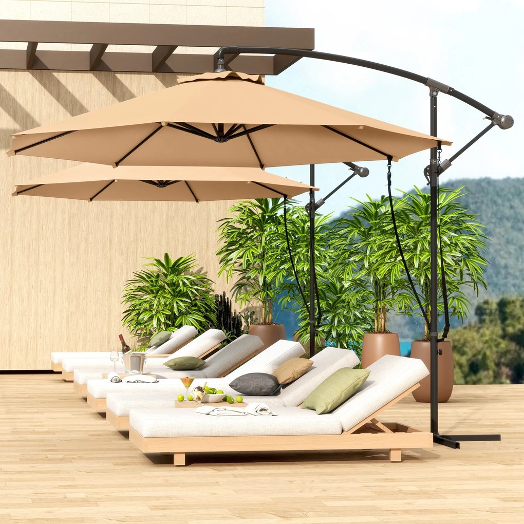 Chapéu de Sol Excêntrico Ø 290 cm Chapéu de Sol de Jardim com Base Cru