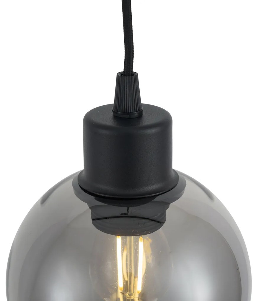 Candeeiro suspenso moderno preto com vidro fumado para sistema de calha monofásico - Iconic Lava