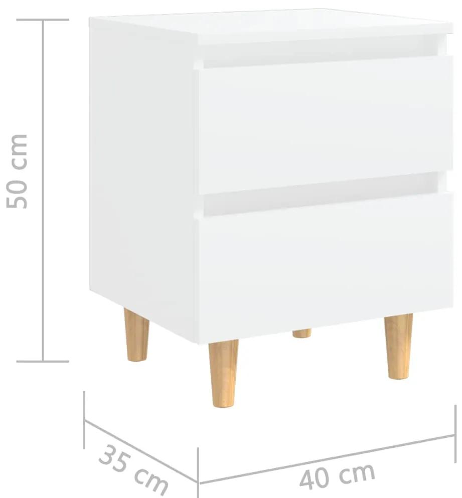 Mesa de cabeceira c/ pernas de pinho maciço 40x35x50 cm branco