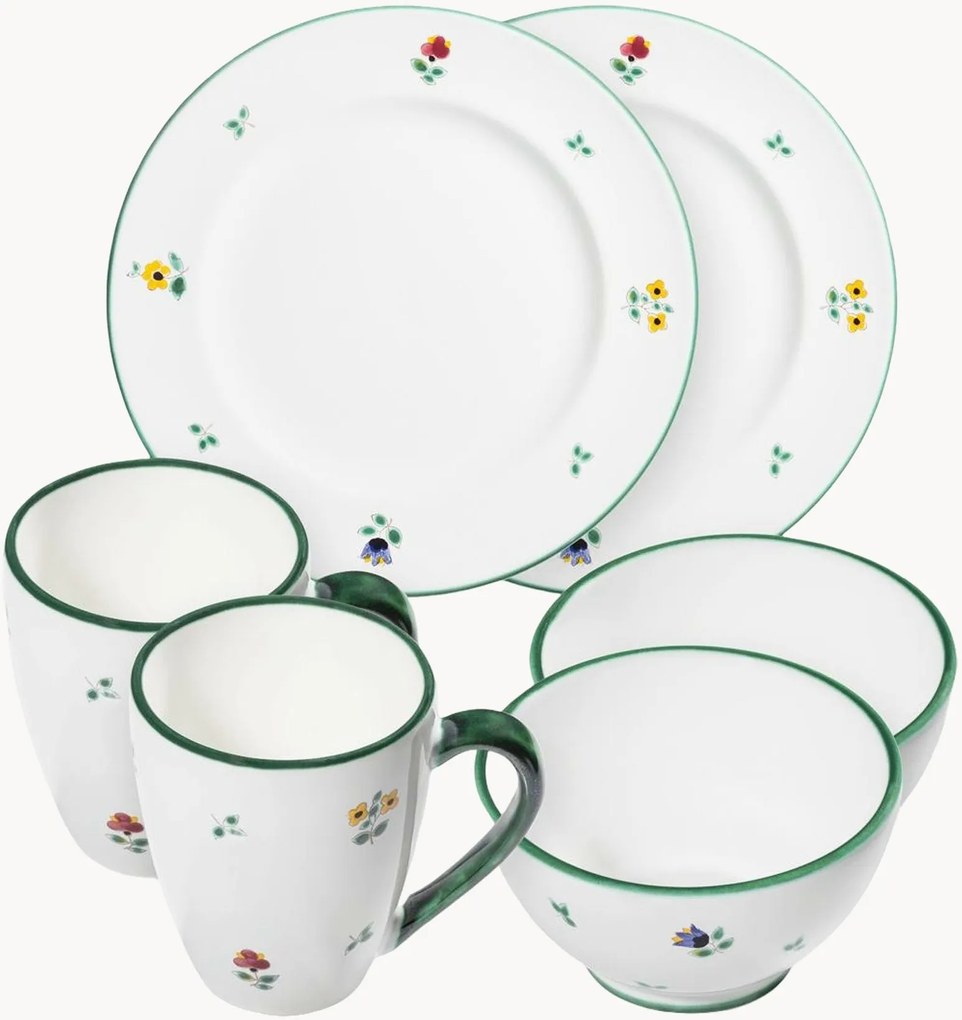 Conjunto de pequeno-almoço artesanal Streublumen, conjunto de 6