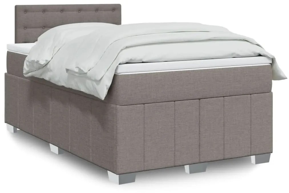 Cama boxspring c/ colchão 120x190cm tecido castanho-acinzentado