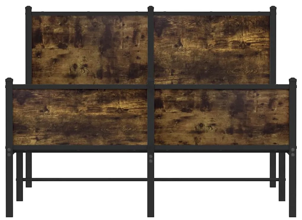 Estrutura de cama sem colchão 120x190 cm metal carvalho fumado