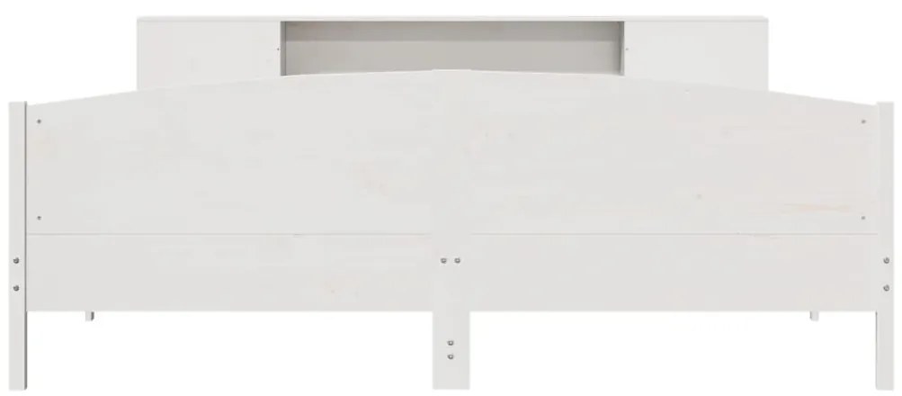 Cama com estante sem colchão 200x200 cm pinho maciço branco