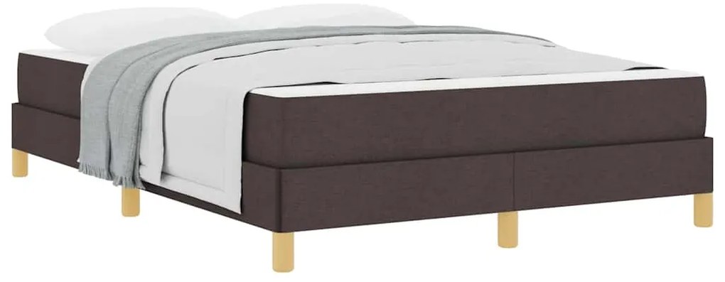 Cama Box Castanho 140 x 200 cm Tecido, Madeira de Engenharia