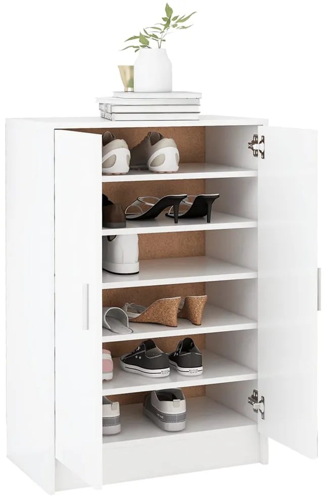 Armário para sapatos 60x35x92 cm derivados de madeira branco