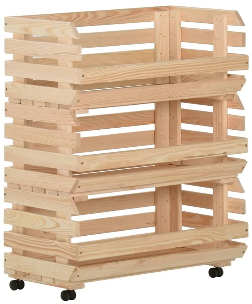 vidaXL Carrinho para vegetais 77x30x80 cm madeira de pinho maciça