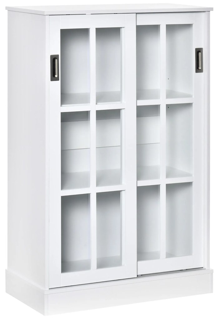 HOMCOM Estante para Livros Vitrine com 2 Portas Corredeiras Prateleiras Ajustáveis de Armazenamento Móvel Organizador para Escritório Sala de Estar Estúdio 80x40x121,7cm Branco