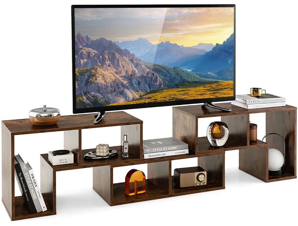 Móvel de TV de 3 peças para TV de até 65 '' para sala de estar castanho