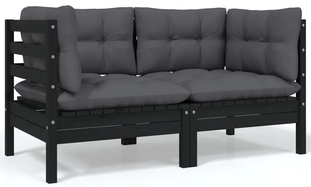 9 pcs conj. lounge de jardim com almofadões antracite pinho
