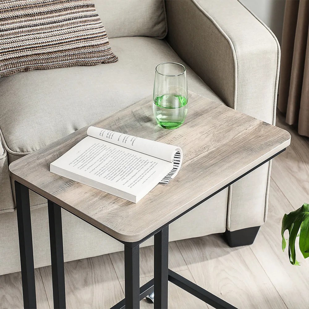 Mesa apoio para sofá com Rodas 50 x 35 x 55 cm Greige-Preto