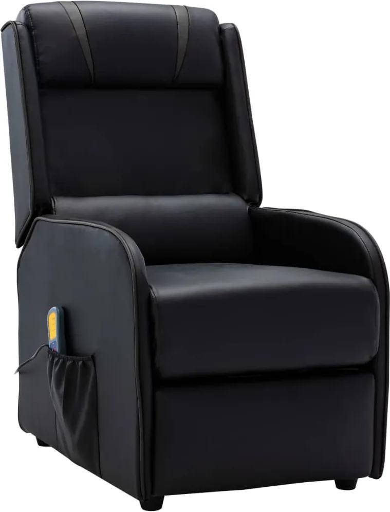 Poltrona de massagens reclinável couro artificial preto e cinza