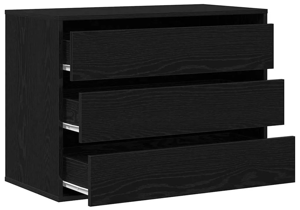 Chest of Drawers de Canto em Carvalho Preto 80x41x58 cm Madeira Engenh