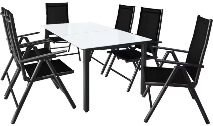 Conjunto de refeição de jardim Bern 7 peças com 6 cadeiras e 1 mesa em alumínio antracite e vidro fosco
