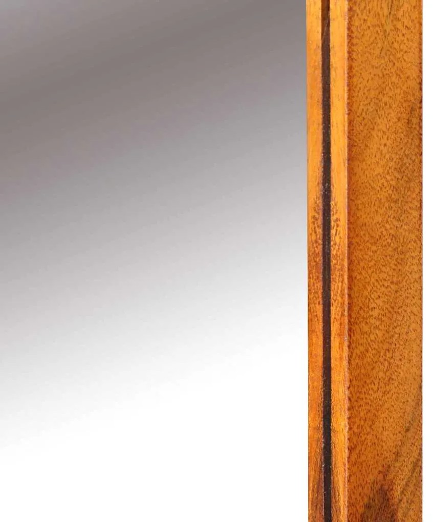 Mesa de Maquilhagem com Espelho Castanho Madeira Sólida de Acácia