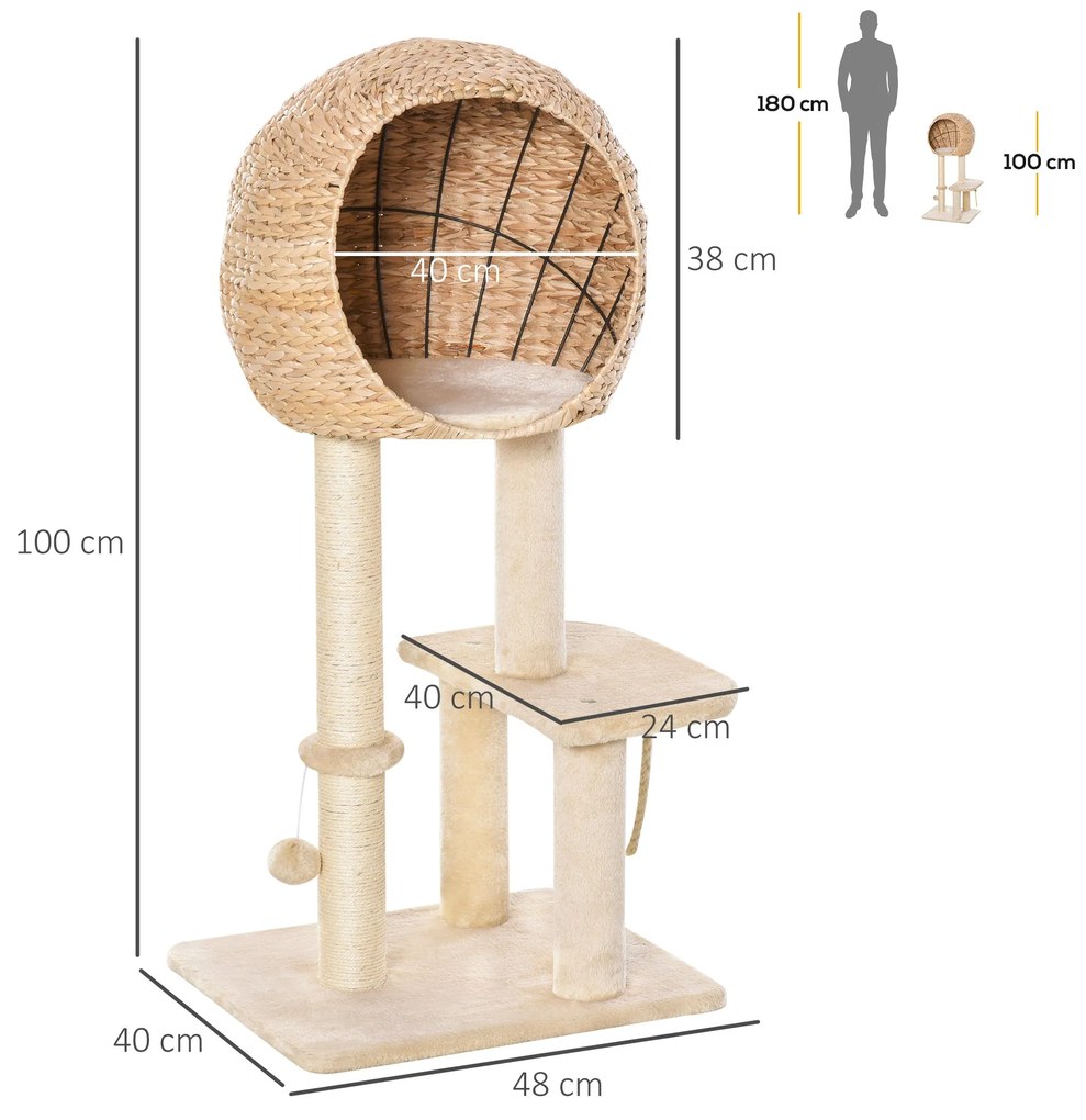 PawHut Árvore arranhador para gatos Torre de escalada com plataformas