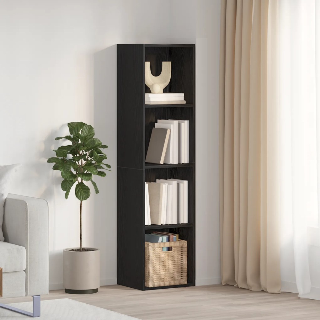 vidaXL Gabinete de Livro/TV Carvalho Preto 36x30x143 cm