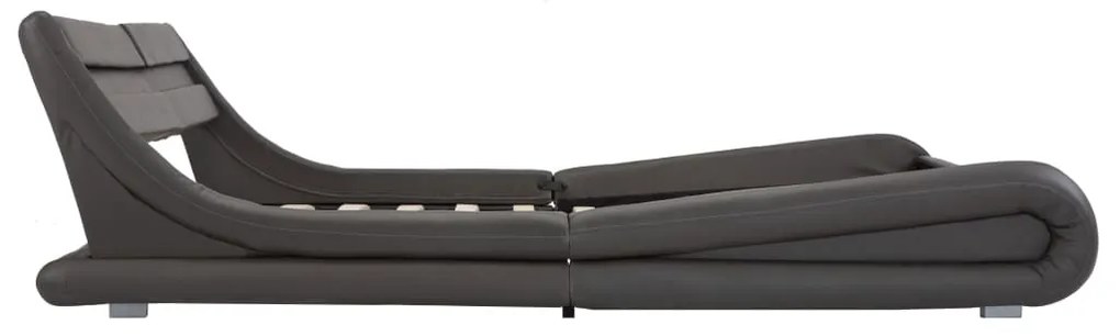 Estrutura de cama com LED 180x200 cm couro artificial cinzento