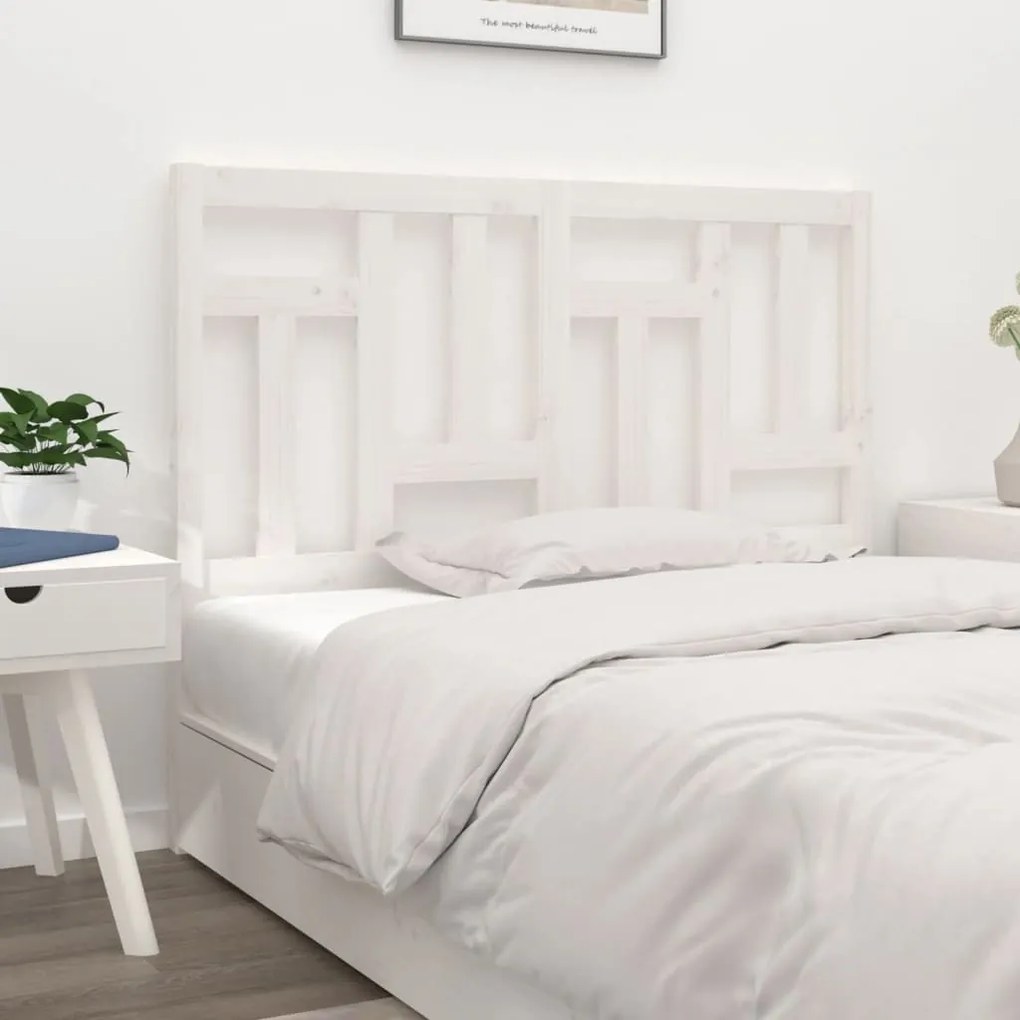 Cabeceira de cama 125,5x4x100 cm madeira de pinho maciça branco