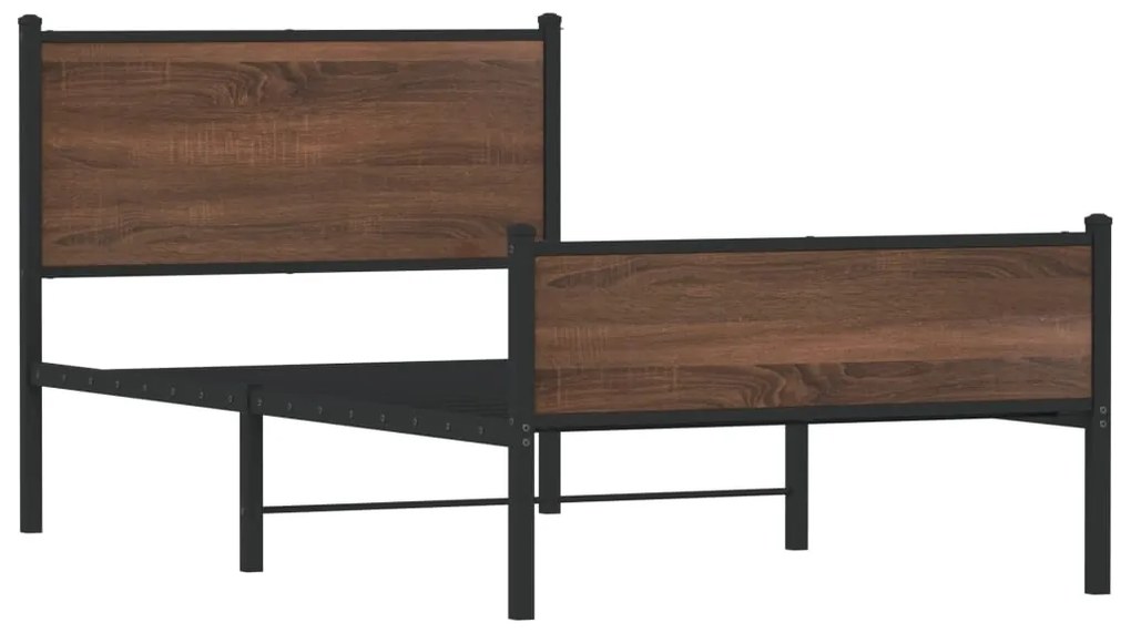 Estrutura de cama sem colchão 100x200cm metal carvalho castanho