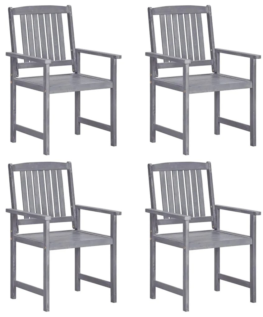 Cadeiras de jardim 4 pcs madeira de acácia maciça cinzento