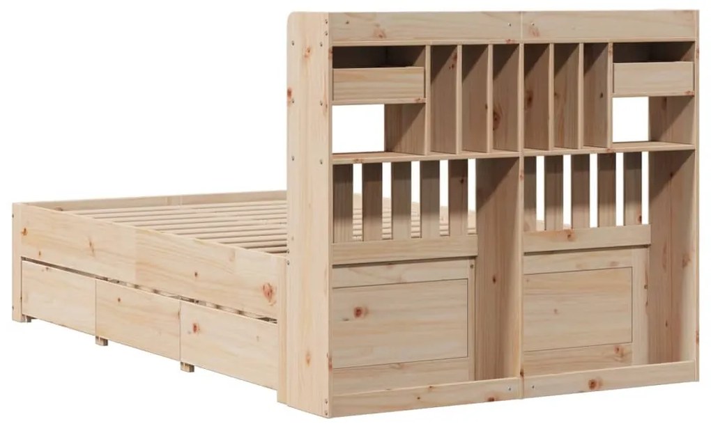 Cama com estante sem colchão 135x190 cm pinho maciço