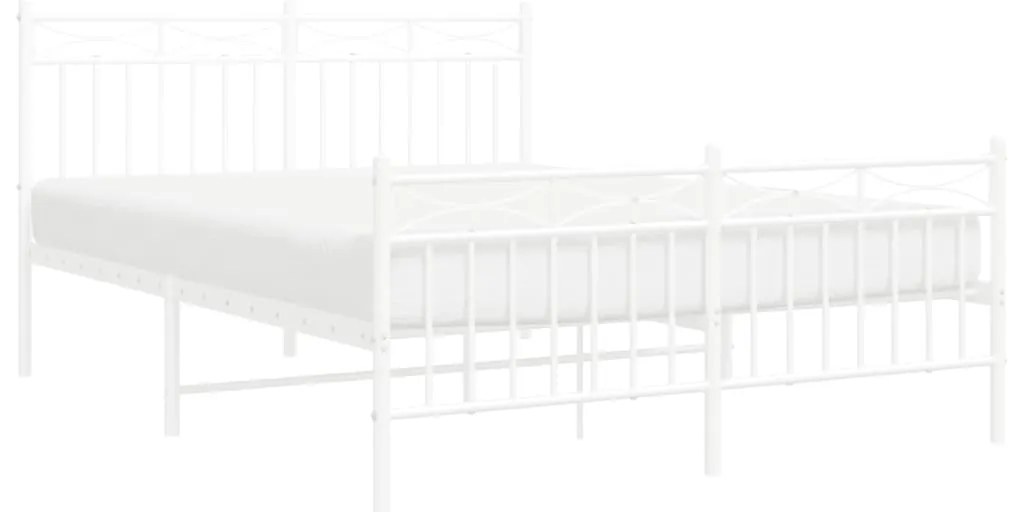 Estrutura de cama com cabeceira e pés 140x200 cm metal branco