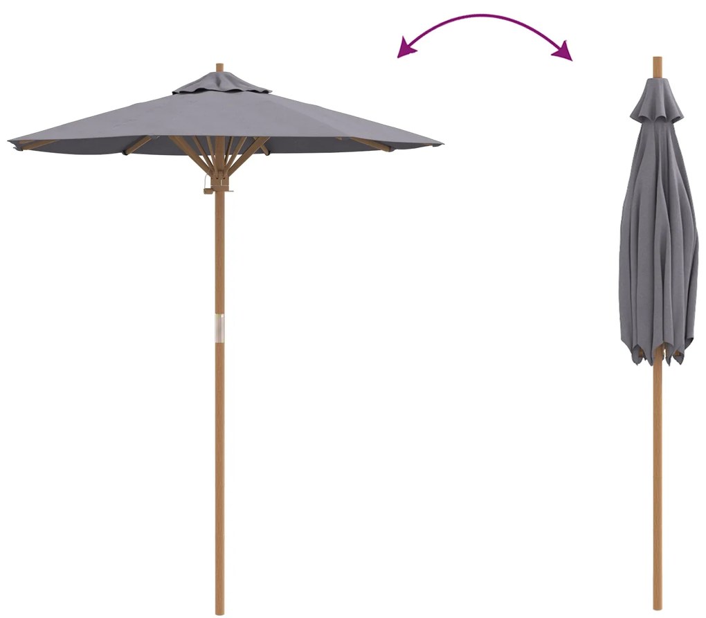 Parasol de Jardim Cinza Escuro 180x230 cm Bambu