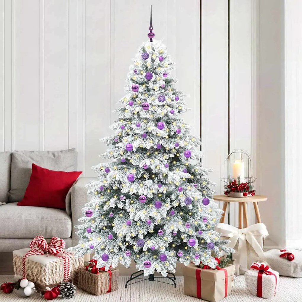 vidaXL Árvore de Natal Artificial com 300 LEDs Branco 180 cm PE e PVC