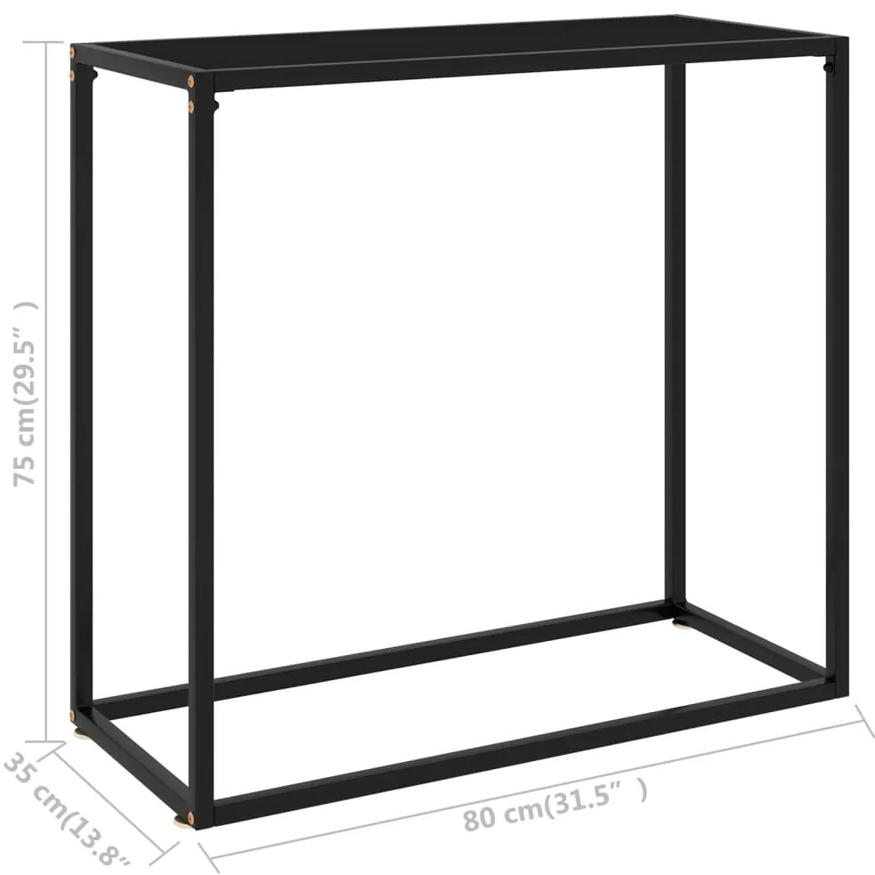 Mesa consola 80x35x75 cm vidro temperado preto