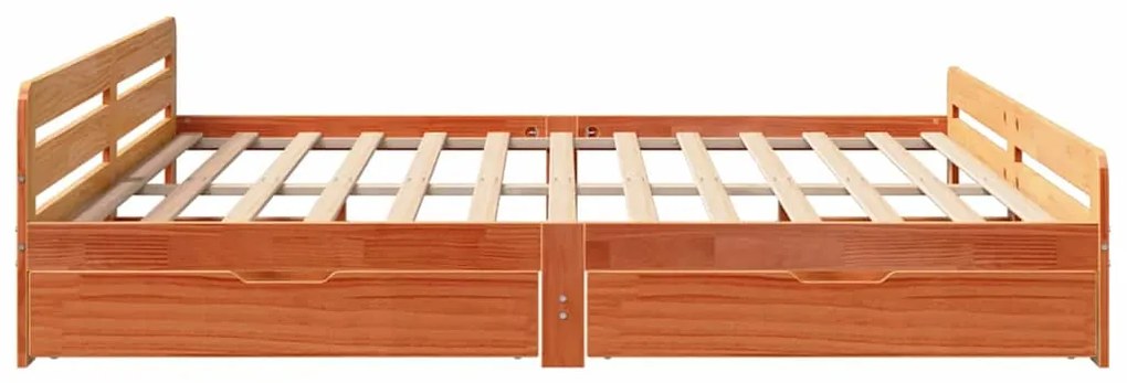 Cama sem colchão 200x200 cm pinho maciço castanho-mel